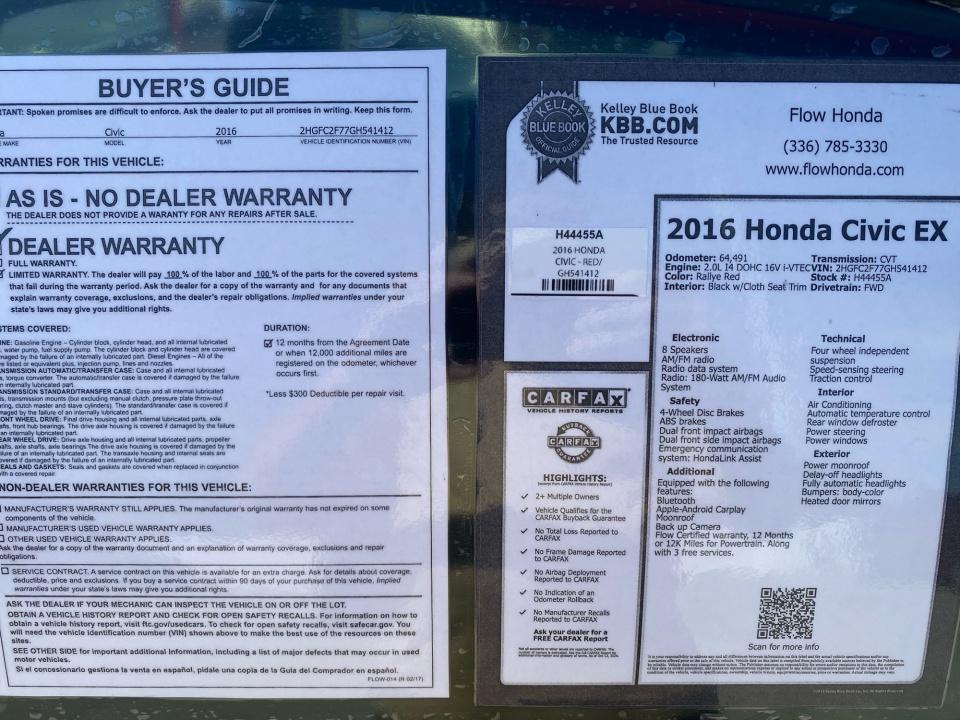 2016 Honda Civic EX