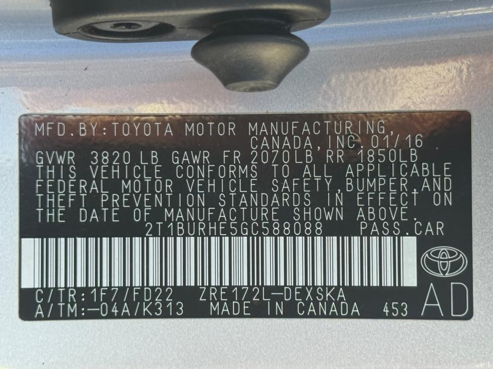 2016 Toyota Corolla S Plus