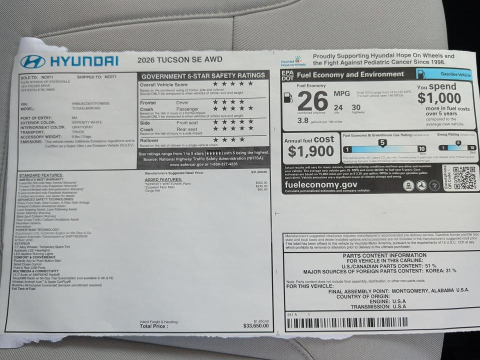 2026 Hyundai TUCSON SE