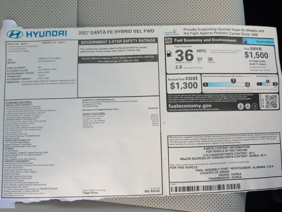 2027 Hyundai SANTA FE HYBRID SEL