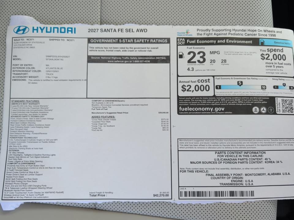 2027 Hyundai SANTA FE SEL