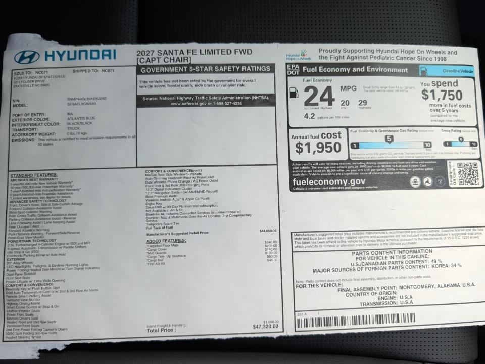 2027 Hyundai SANTA FE Limited 6P