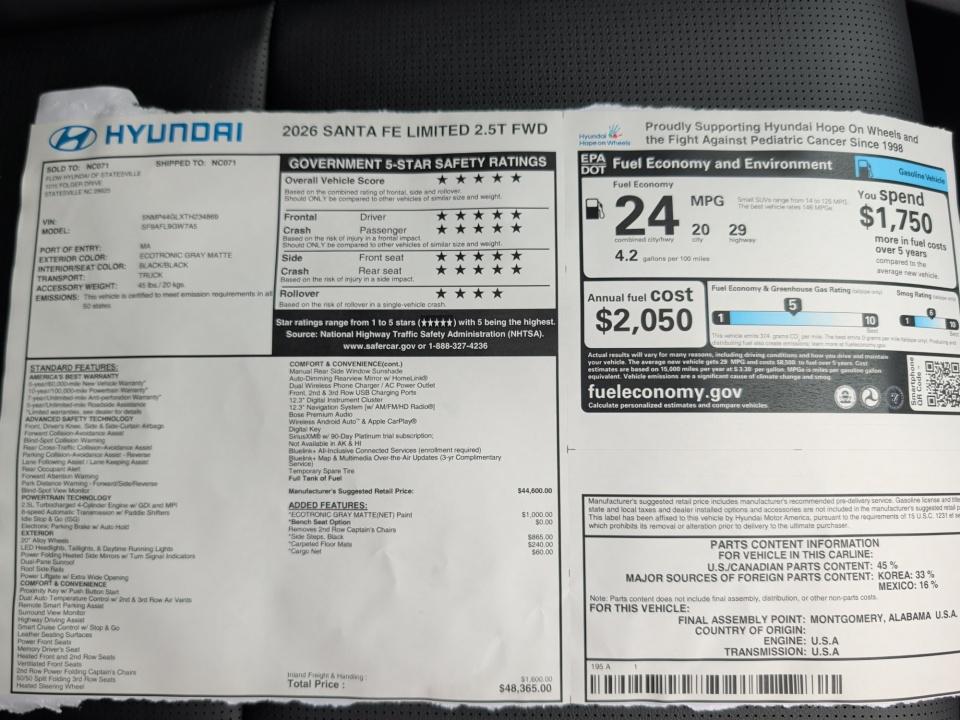 2026 Hyundai SANTA FE Limited 7P