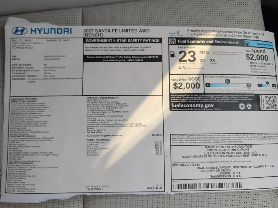 2027 Hyundai SANTA FE Limited 7P