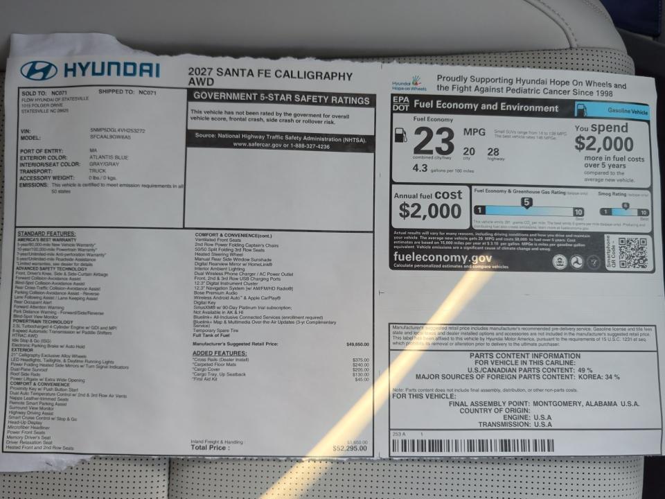 2027 Hyundai SANTA FE Calligraphy
