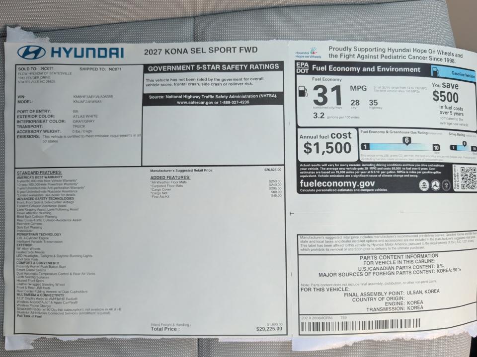 2027 Hyundai KONA SEL Sport