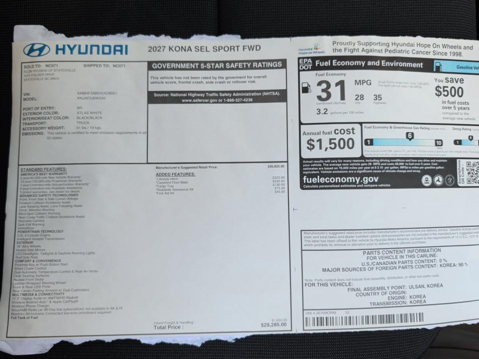 2027 Hyundai KONA SEL Sport