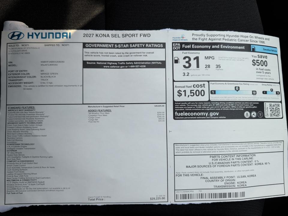 2027 Hyundai KONA SEL Sport