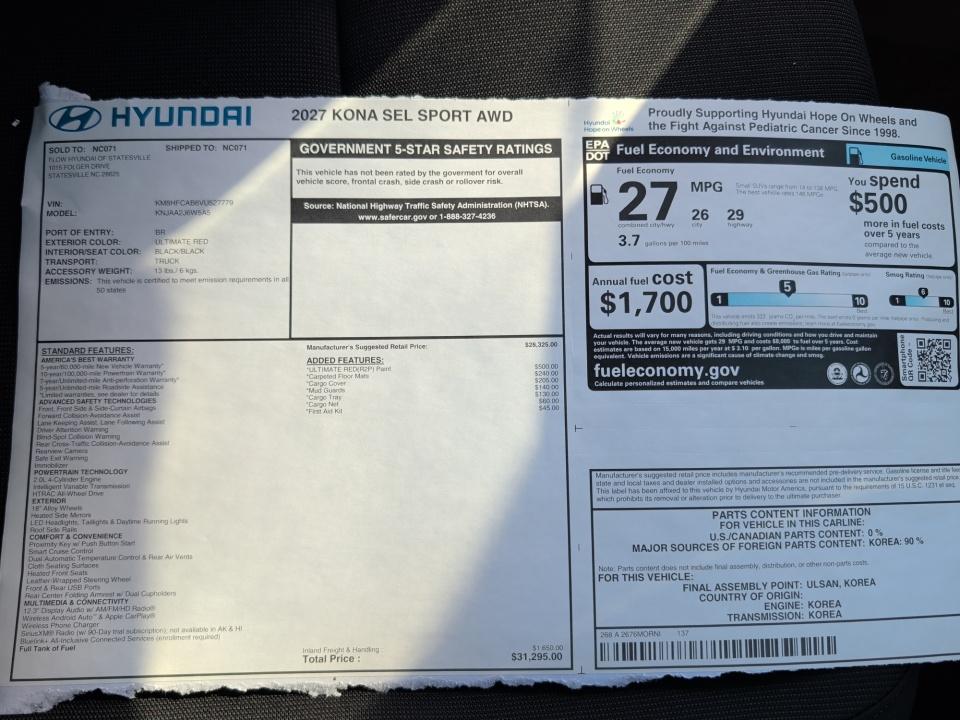 2027 Hyundai KONA SEL Sport