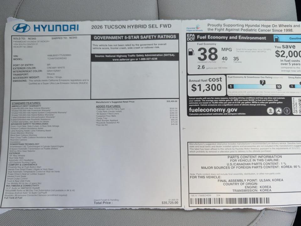 2026 Hyundai Tucson Hybrid SEL