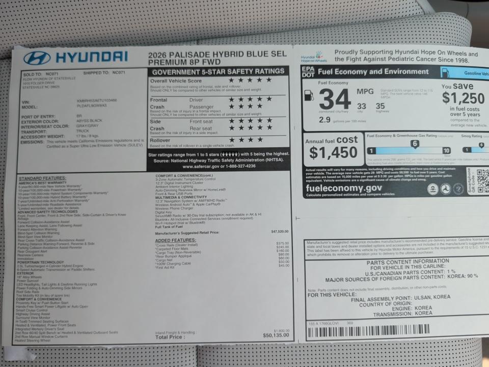 2026 Hyundai PALISADE HEV Blue SEL Premium 8P