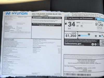 2027 Hyundai PALISADE HYBRID Blue SEL 7P