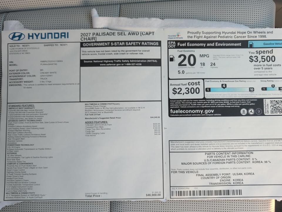 2027 Hyundai PALISADE SEL 7P