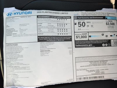 2026 Hyundai ELANTRA HYBRID Limited