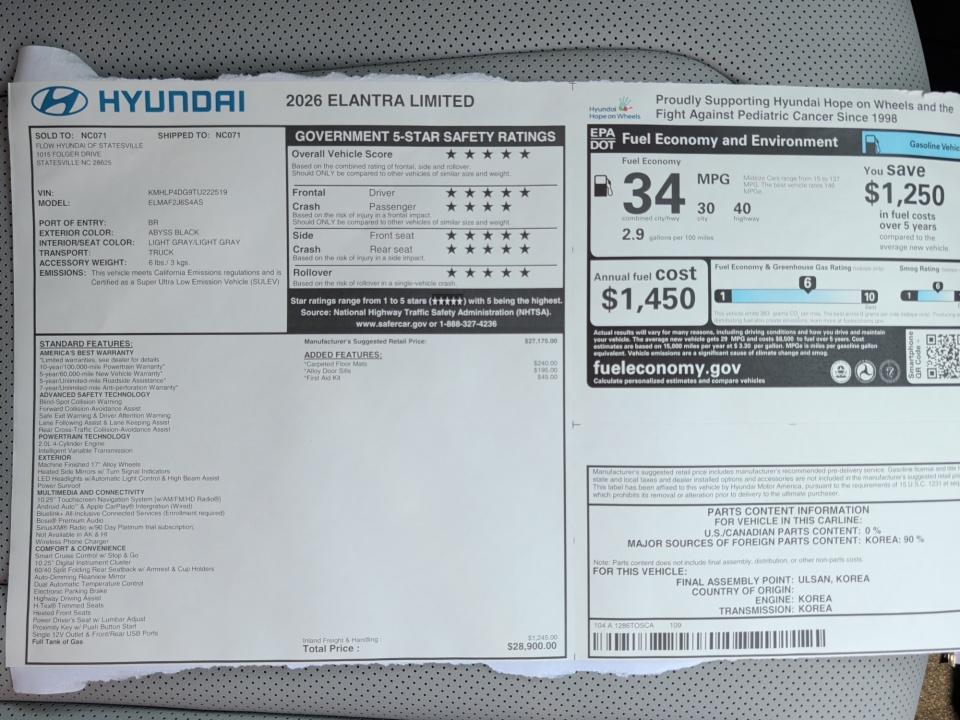 2026 Hyundai ELANTRA Limited