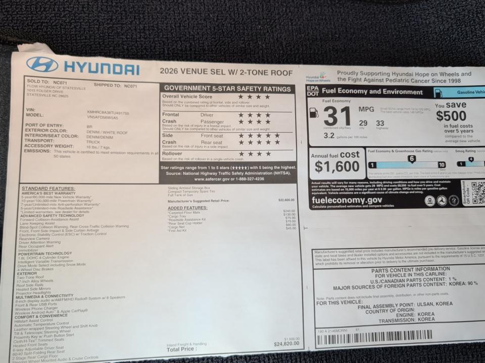 2026 Hyundai VENUE SEL