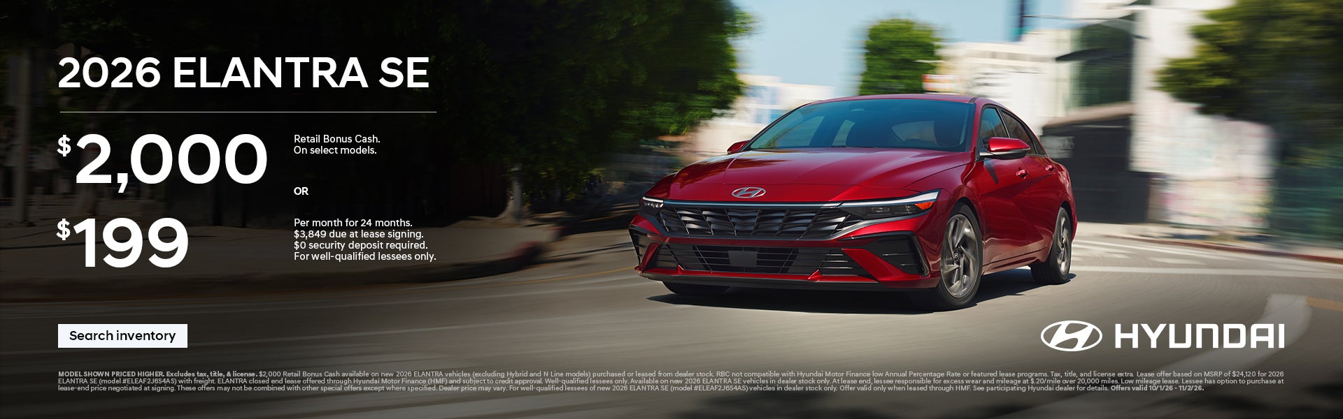 $2,000 Bonus Cash or $199/24/$3,849 Lease